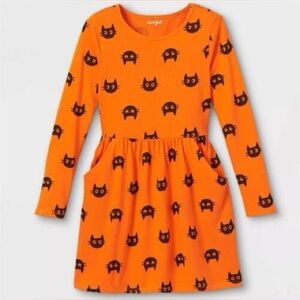 CAT & JACK SOOKY CAT DRESS - ORANGE MULTI SIZES (NEW WITH TAGS)